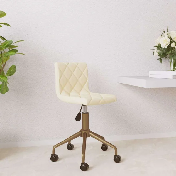 Chaise pivotante de bureau 40 x 43 x 86,5 cm crème velours – vue d’ensemble