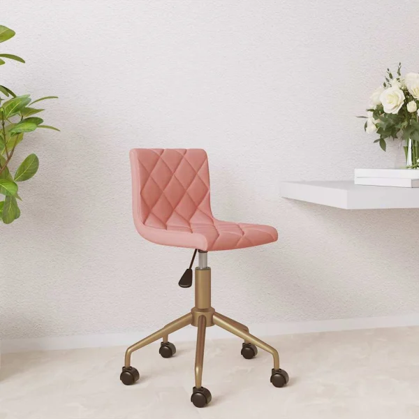 Chaise pivotante de bureau 40 x 43 x 86,5 cm rose velours – vue d’ensemble