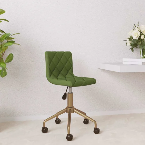 Chaise pivotante de bureau 40 x 43 x 86,5 cm vert clair velours – vue d’ensemble