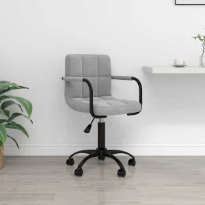Chaise pivotante de bureau 40 x 47 x 87,5 cm gris clair velours – modèle 2 – vue d’ensemble
