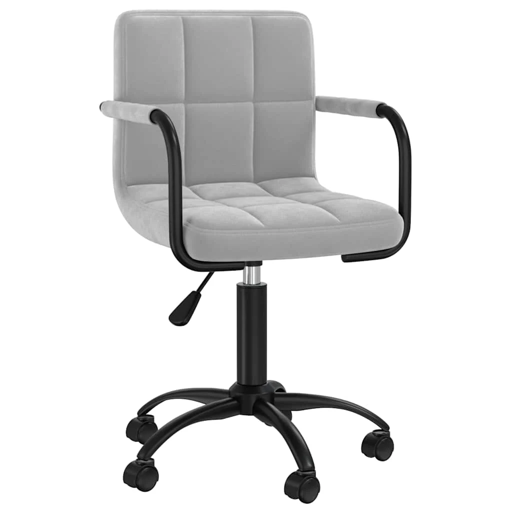 Chaise pivotante de bureau 40 x 47 x 87,5 cm gris clair velours – modèle 2 – vue de face