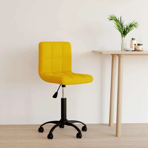 Chaise pivotante de bureau 40 x 47 x 87,5 cm jaune moutarde velours – vue d’ensemble