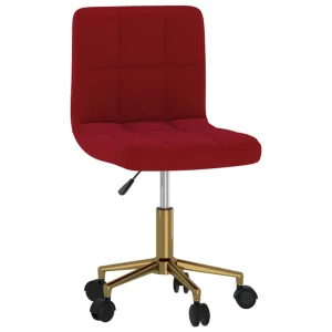 Chaise pivotante de bureau 40 x 47 x 87,5 cm rouge velours – vue d’ensemble