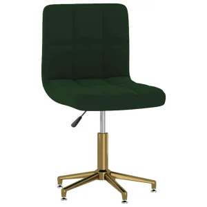 Chaise pivotante de bureau 40 x 47 x 88,5 cm vert foncé velours – vue d’ensemble