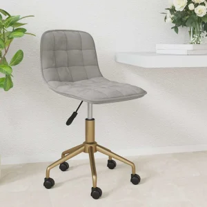 Chaise pivotante de bureau 42,5 x 45 x 79 cm gris clair velours – vue d’ensemble