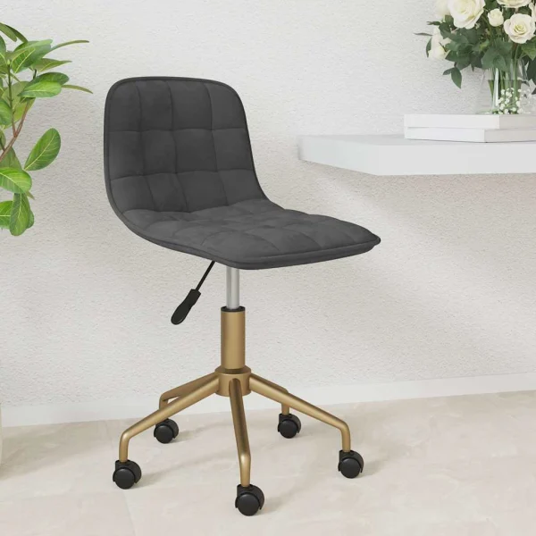 Chaise pivotante de bureau 42,5 x 45 x 79 cm gris foncé velours – vue d’ensemble