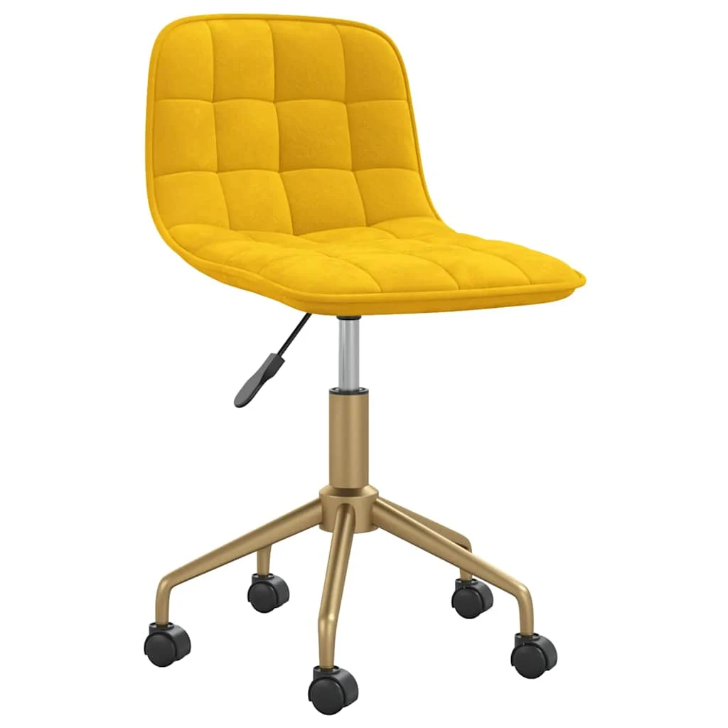 Chaise pivotante de bureau 42,5 x 45 x 79 cm jaune moutarde velours – vue de face