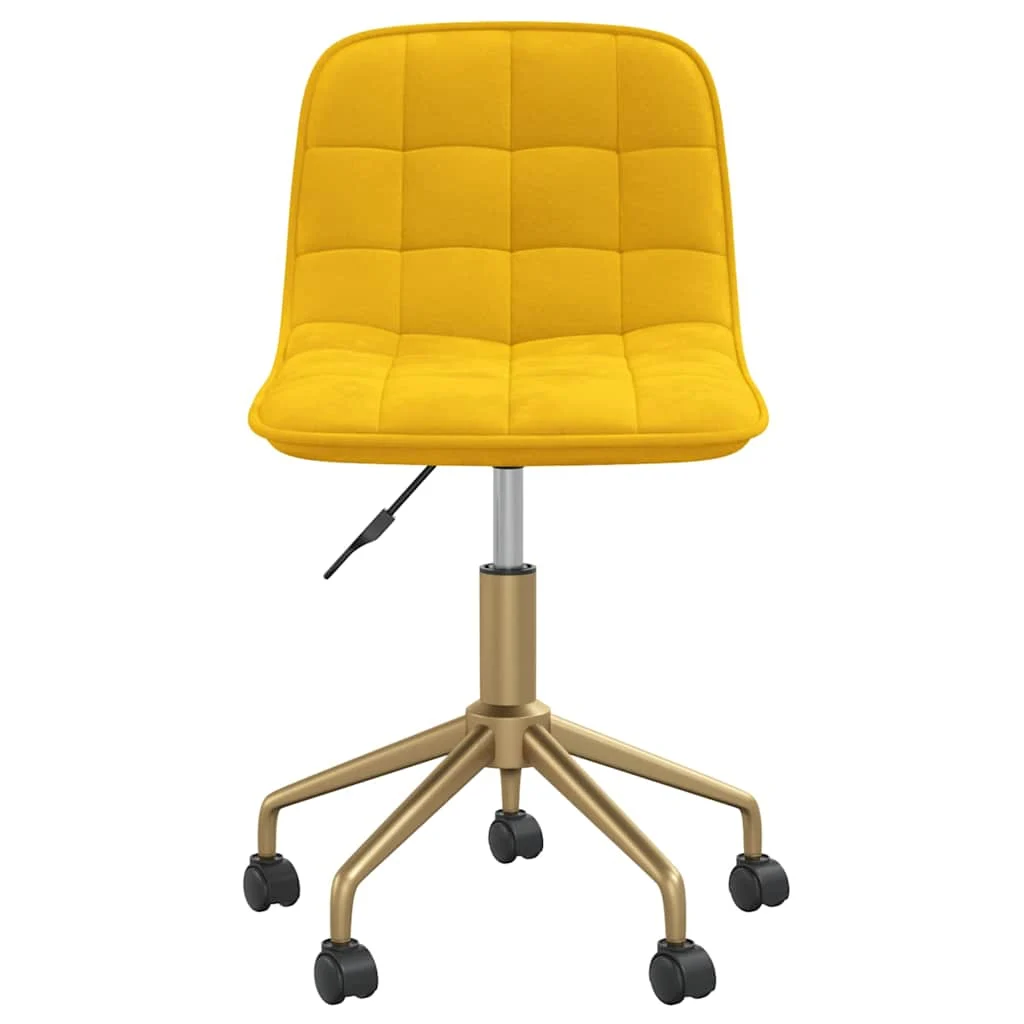 Chaise pivotante de bureau 42,5 x 45 x 79 cm jaune moutarde velours – vue de côté