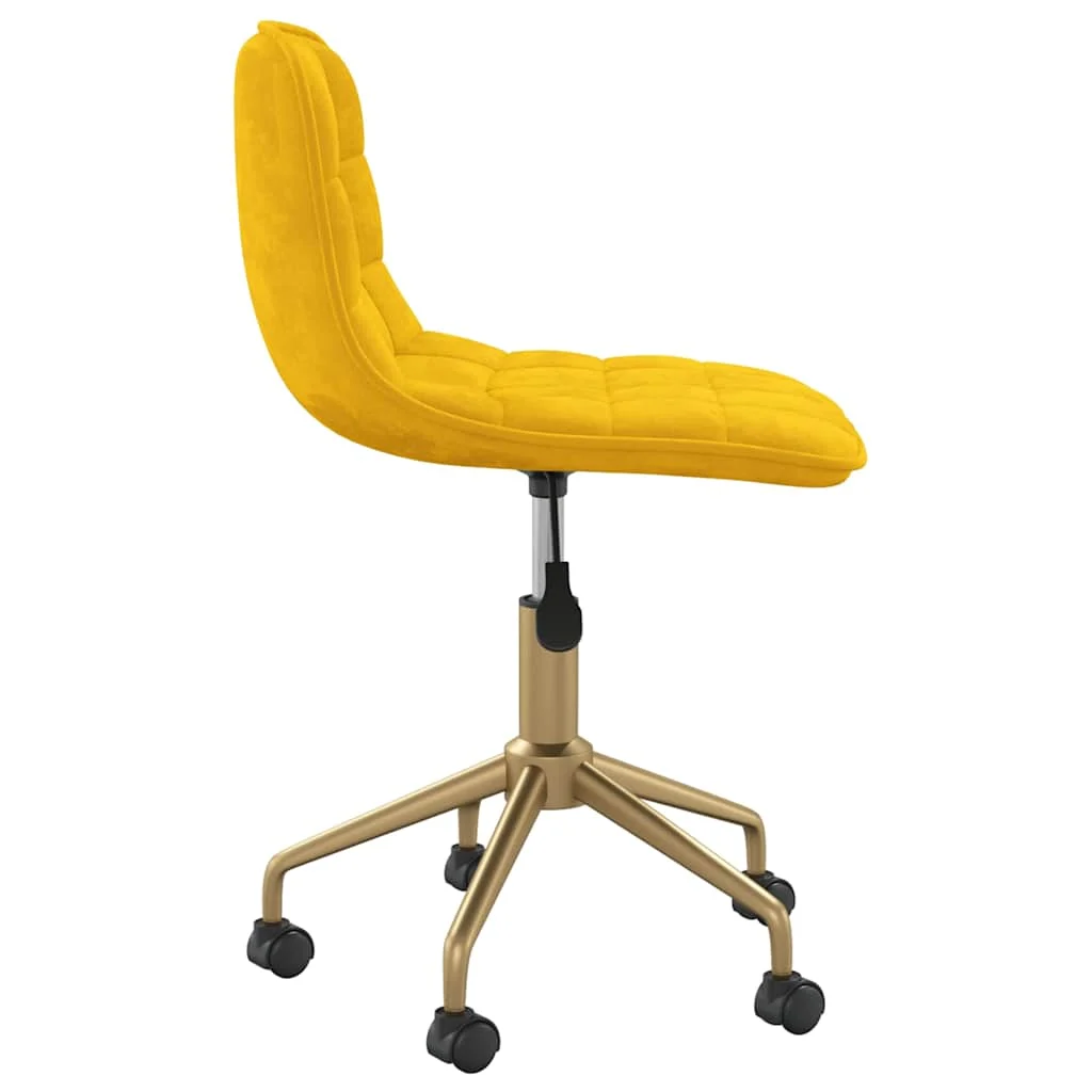 Chaise pivotante de bureau 42,5 x 45 x 79 cm jaune moutarde velours – vue de détail