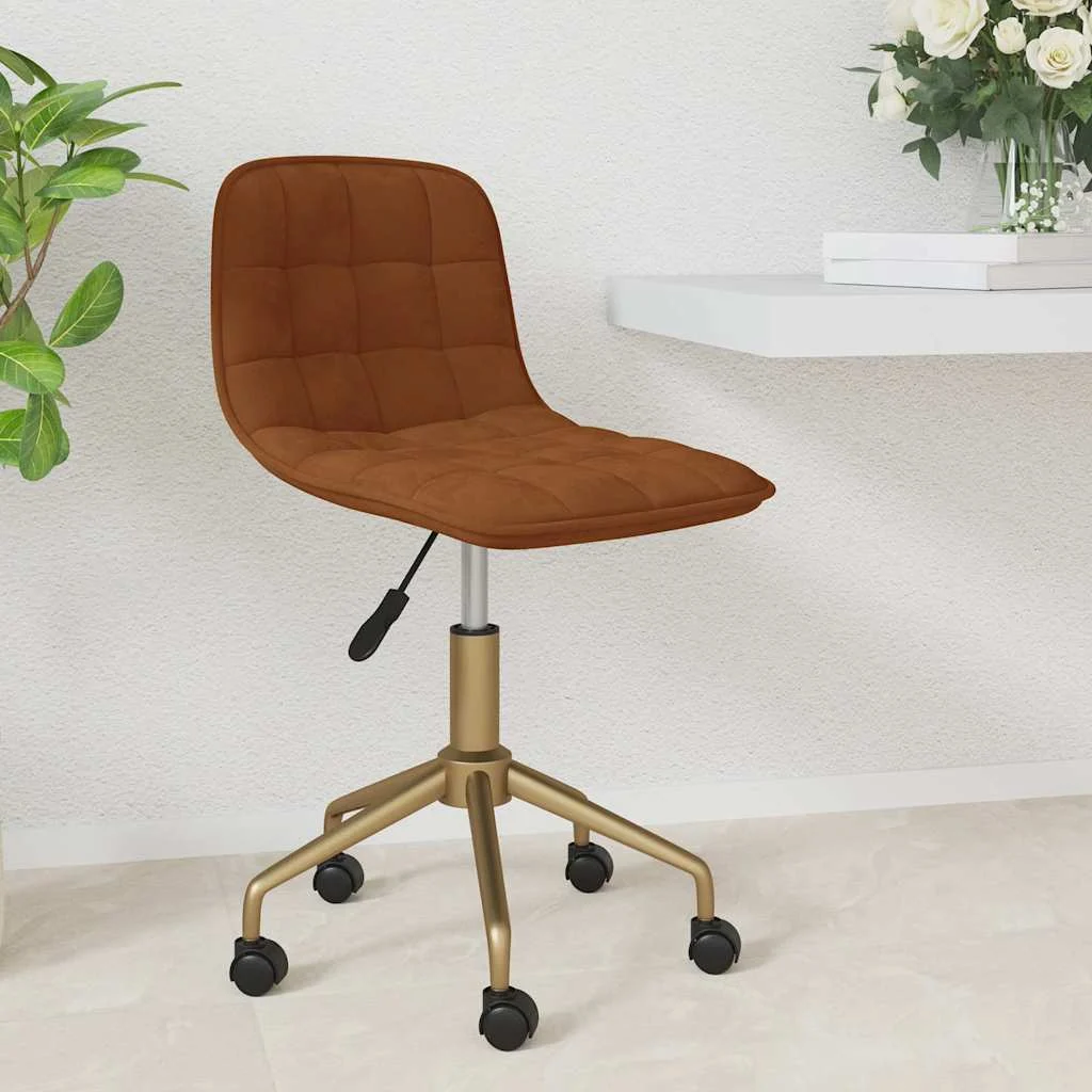 Chaise pivotante de bureau 42,5 x 45 x 79 cm marron velours – vue d’ensemble
