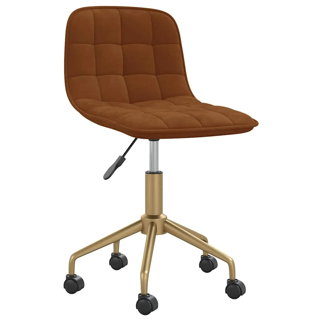 Chaise pivotante de bureau 42,5 x 45 x 79 cm marron velours – vue de face