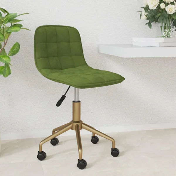 Chaise pivotante de bureau 42,5 x 45 x 79 cm vert clair velours – vue d’ensemble