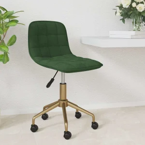 Chaise pivotante de bureau 42,5 x 45 x 79 cm vert foncé velours – vue d’ensemble