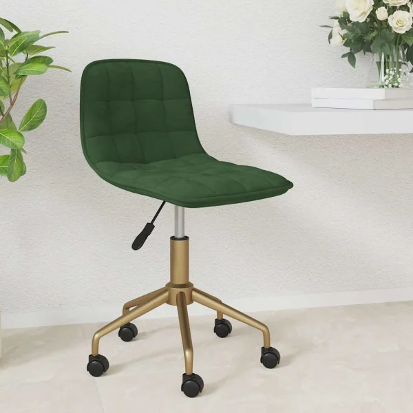 Chaise pivotante de bureau 42,5 x 45 x 79 cm vert foncé velours – vue d’ensemble
