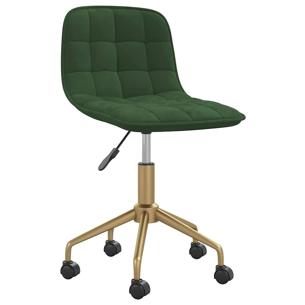 Chaise pivotante de bureau 42,5 x 45 x 79 cm vert foncé velours – vue de face