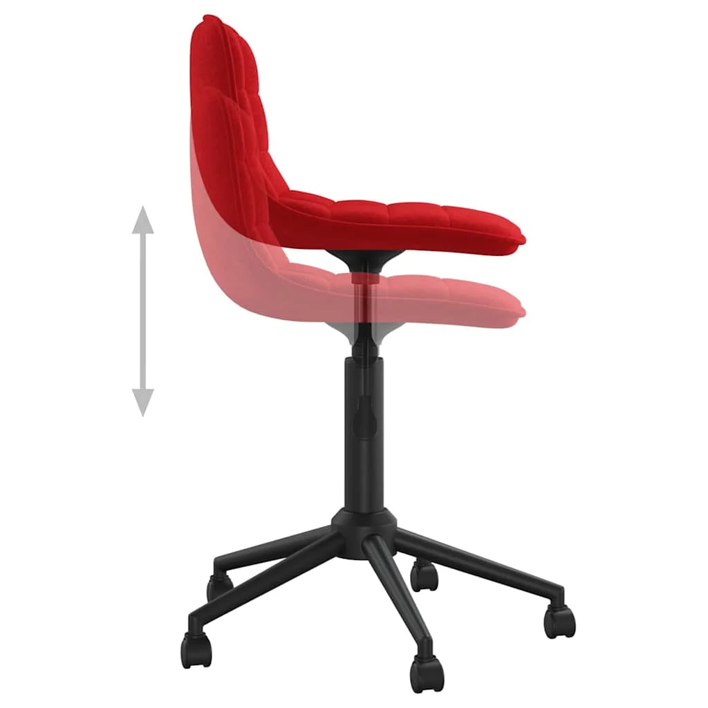 Chaise pivotante de bureau 42,5 x 45 x 81 cm rouge bordeaux velours – vue de dessus