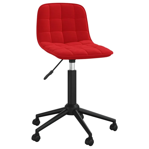 Chaise pivotante de bureau 42,5 x 45 x 81 cm rouge bordeaux velours – vue d’ensemble