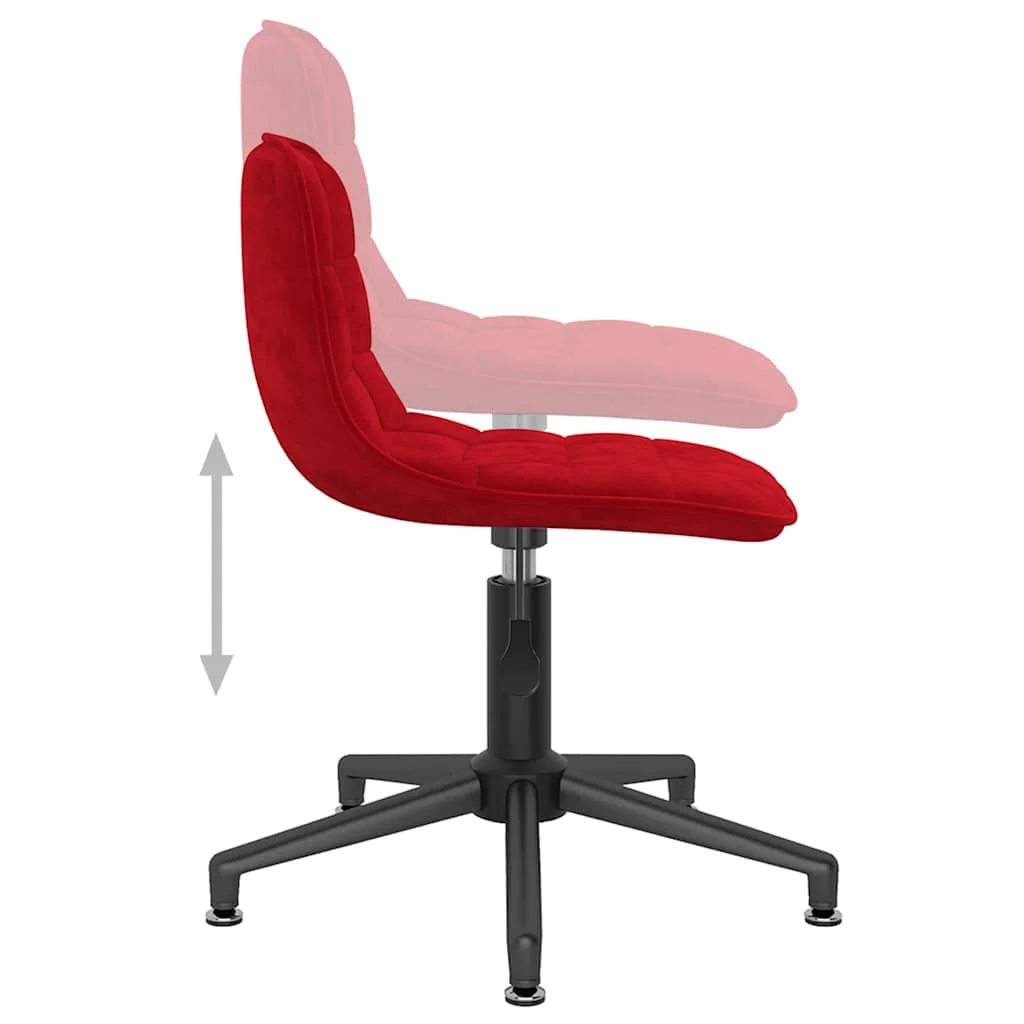 Chaise pivotante de bureau 42,5 x 45 x 82,5 cm rouge bordeaux velours – vue de dessus