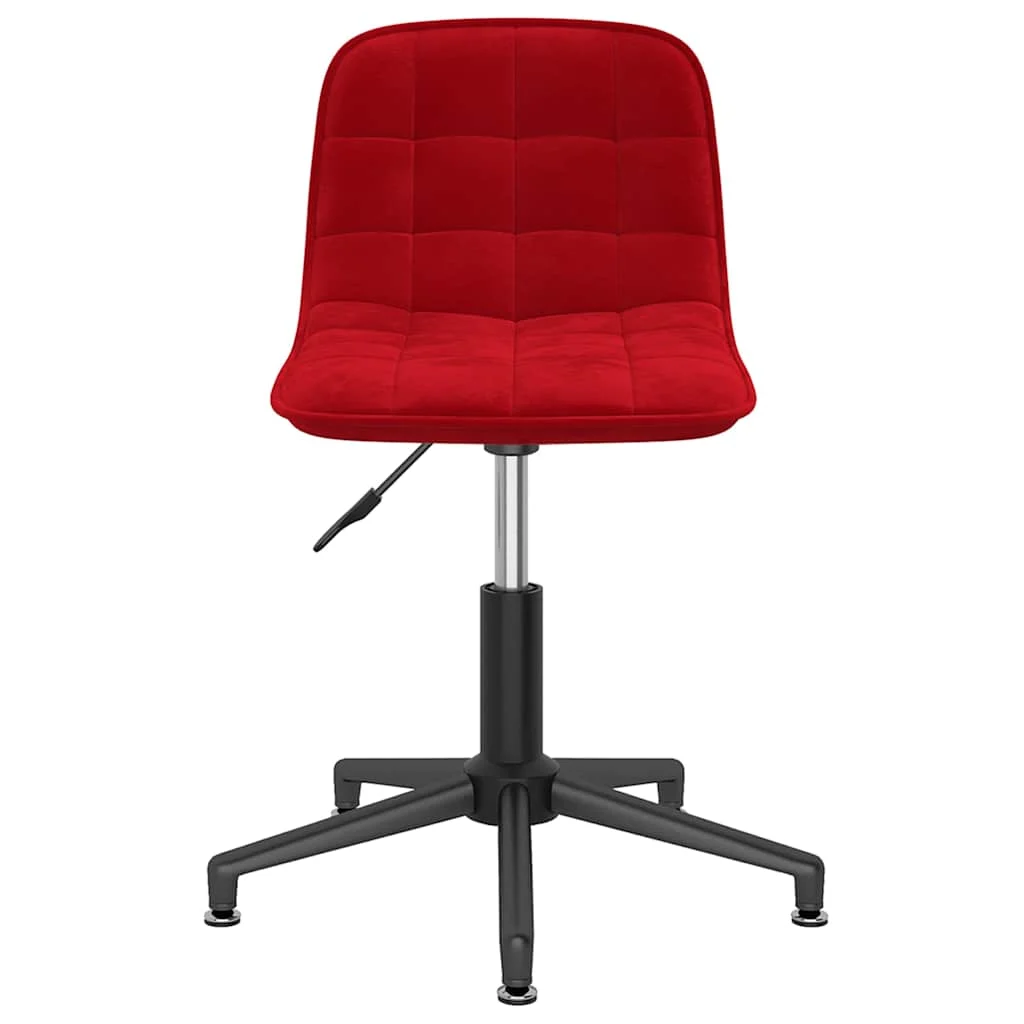 Chaise pivotante de bureau 42,5 x 45 x 82,5 cm rouge bordeaux velours – vue de face