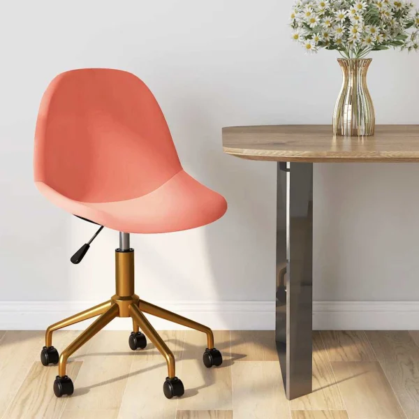 Chaise pivotante de bureau 43 x 45 x 85,5 cm rose velours – vue d’ensemble