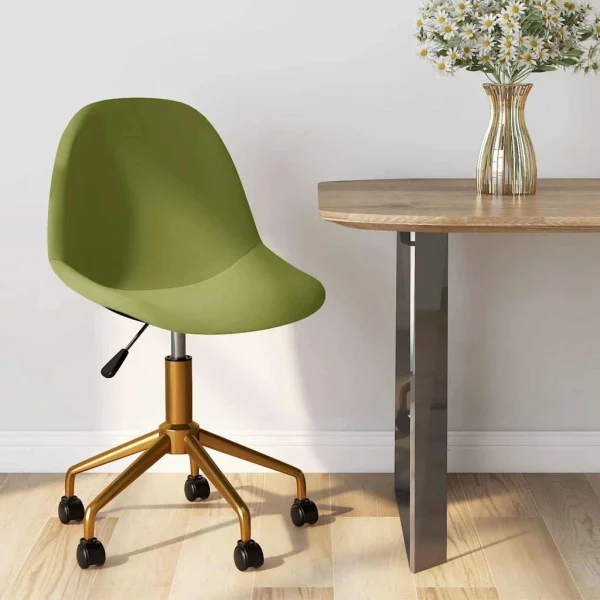 Chaise pivotante de bureau 43 x 45 x 85,5 cm vert clair velours – vue d’ensemble