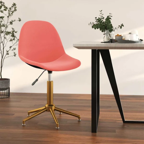 Chaise pivotante de bureau 43 x 45 x 94,5 cm rose velours – vue d’ensemble