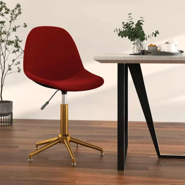 Chaise pivotante de bureau 43 x 45 x 94,5 cm rouge bordeaux velours – vue d’ensemble