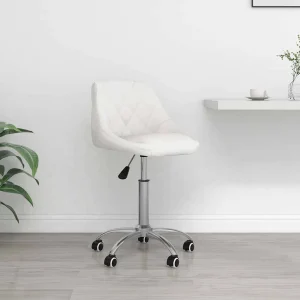 Chaise pivotante de bureau 46 x 44 x 79 cm blanc similicuir – vue d’ensemble