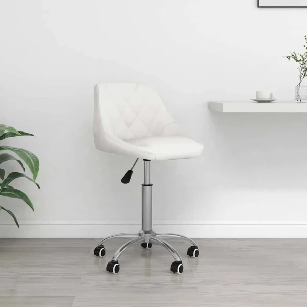 Chaise pivotante de bureau 46 x 44 x 79 cm blanc similicuir – vue d’ensemble