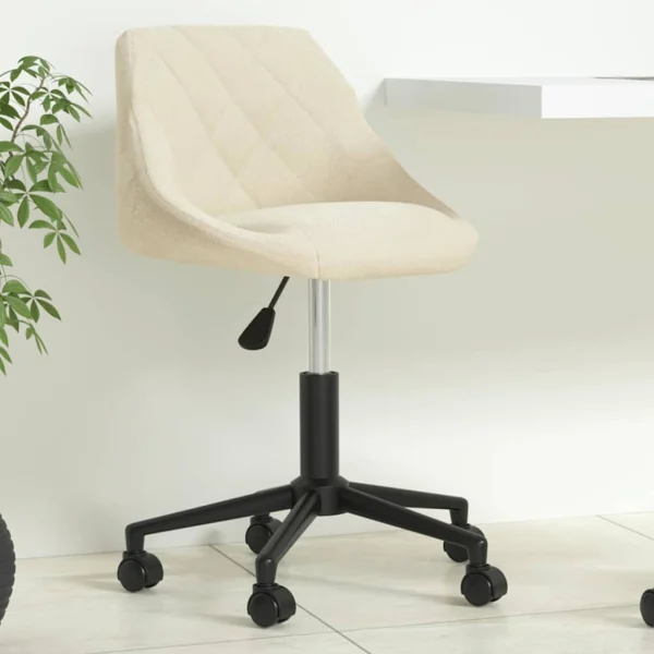 Chaise pivotante de bureau 46 x 44 x 79 cm crème velours – vue d’ensemble