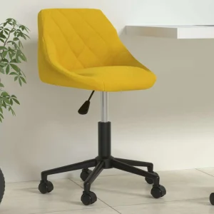 Chaise pivotante de bureau 46 x 44 x 79 cm jaune moutarde velours – vue d’ensemble
