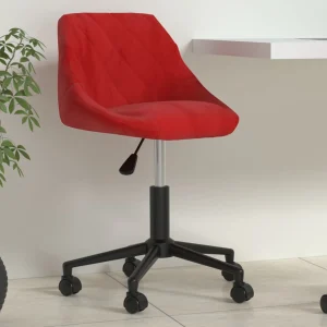 Chaise pivotante de bureau 46 x 44 x 79 cm rouge bordeaux velours – vue d’ensemble