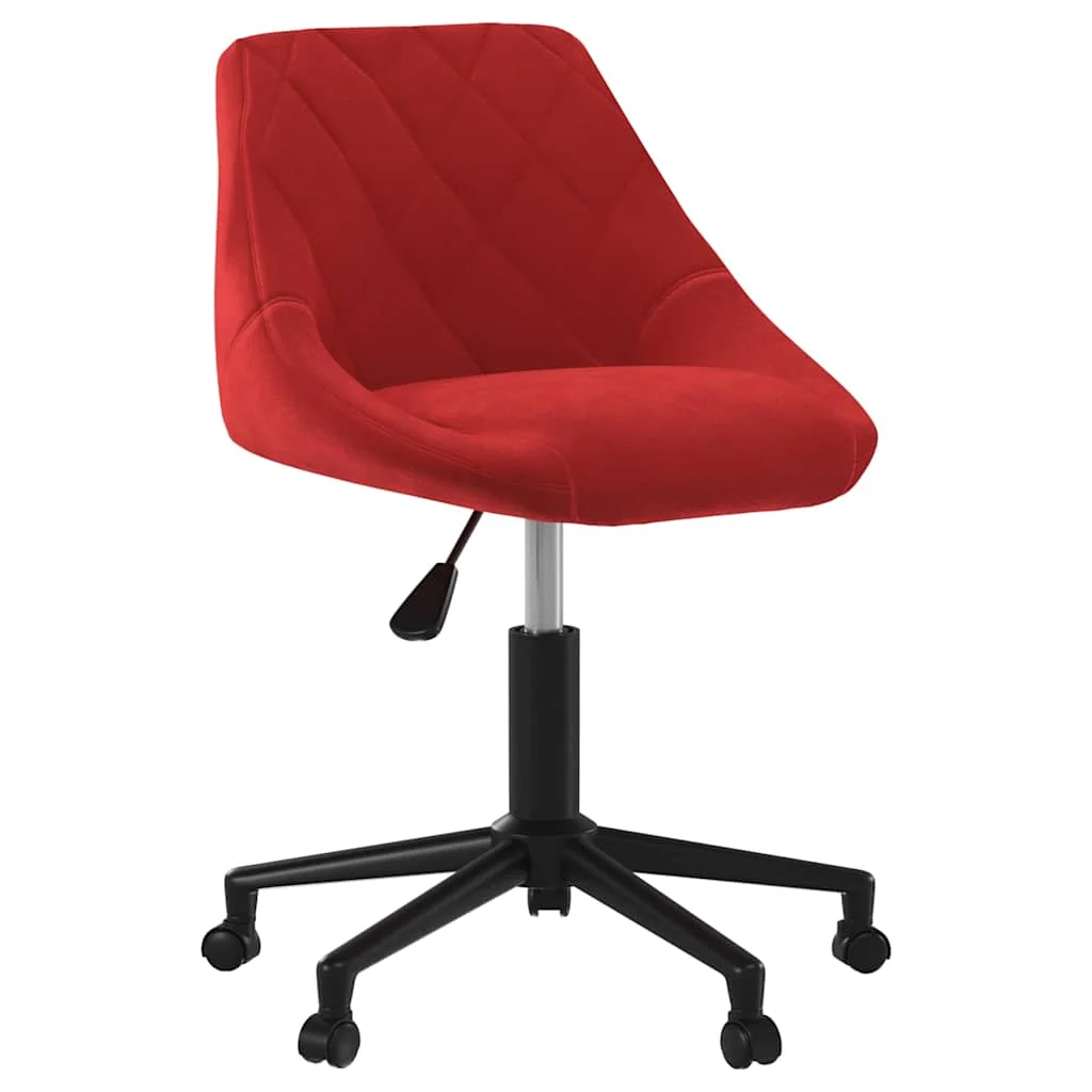 Chaise pivotante de bureau 46 x 44 x 79 cm rouge bordeaux velours – vue de face