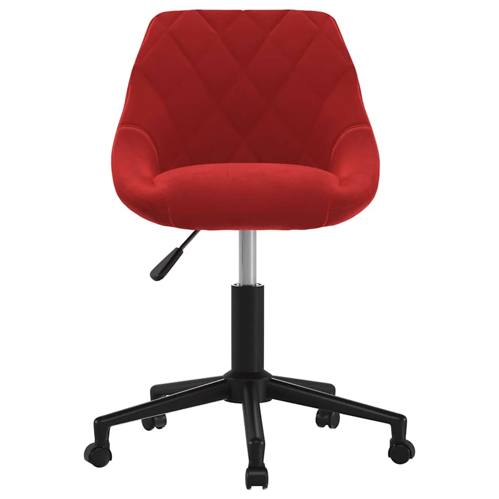Chaise pivotante de bureau 46 x 44 x 79 cm rouge bordeaux velours – vue de côté