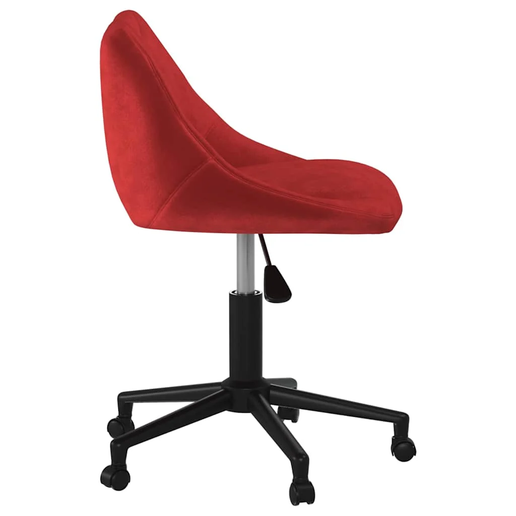 Chaise pivotante de bureau 46 x 44 x 79 cm rouge bordeaux velours – vue de détail