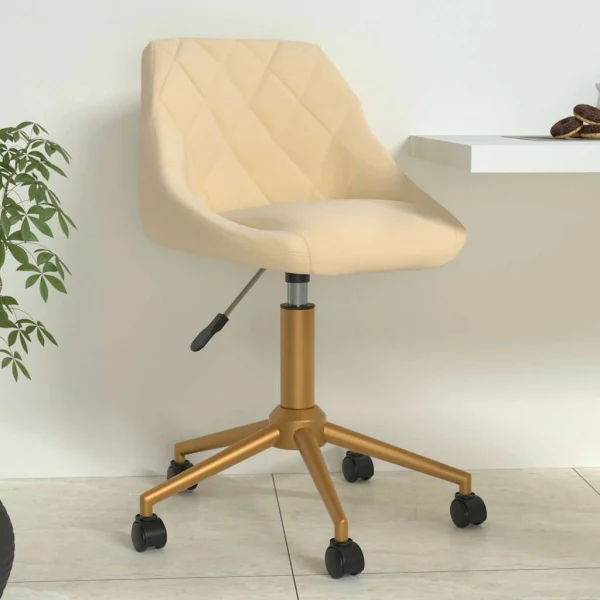 Chaise pivotante de bureau 46 x 44 x 81,5 cm crème velours – vue d’ensemble