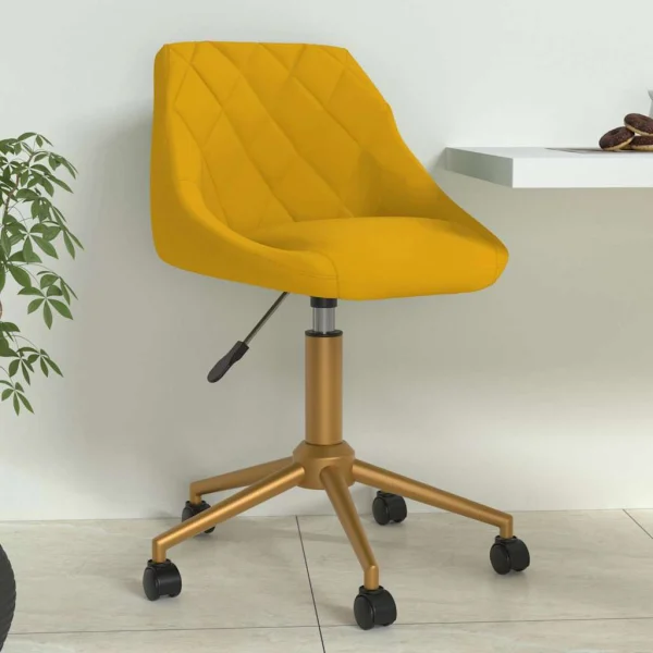 Chaise pivotante de bureau 46 x 44 x 81,5 cm jaune velours – vue d’ensemble