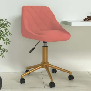 Chaise pivotante de bureau 46 x 44 x 81,5 cm rose velours – vue d’ensemble