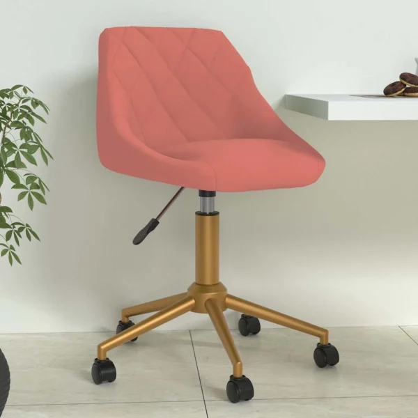 Chaise pivotante de bureau 46 x 44 x 81,5 cm rose velours – vue d’ensemble