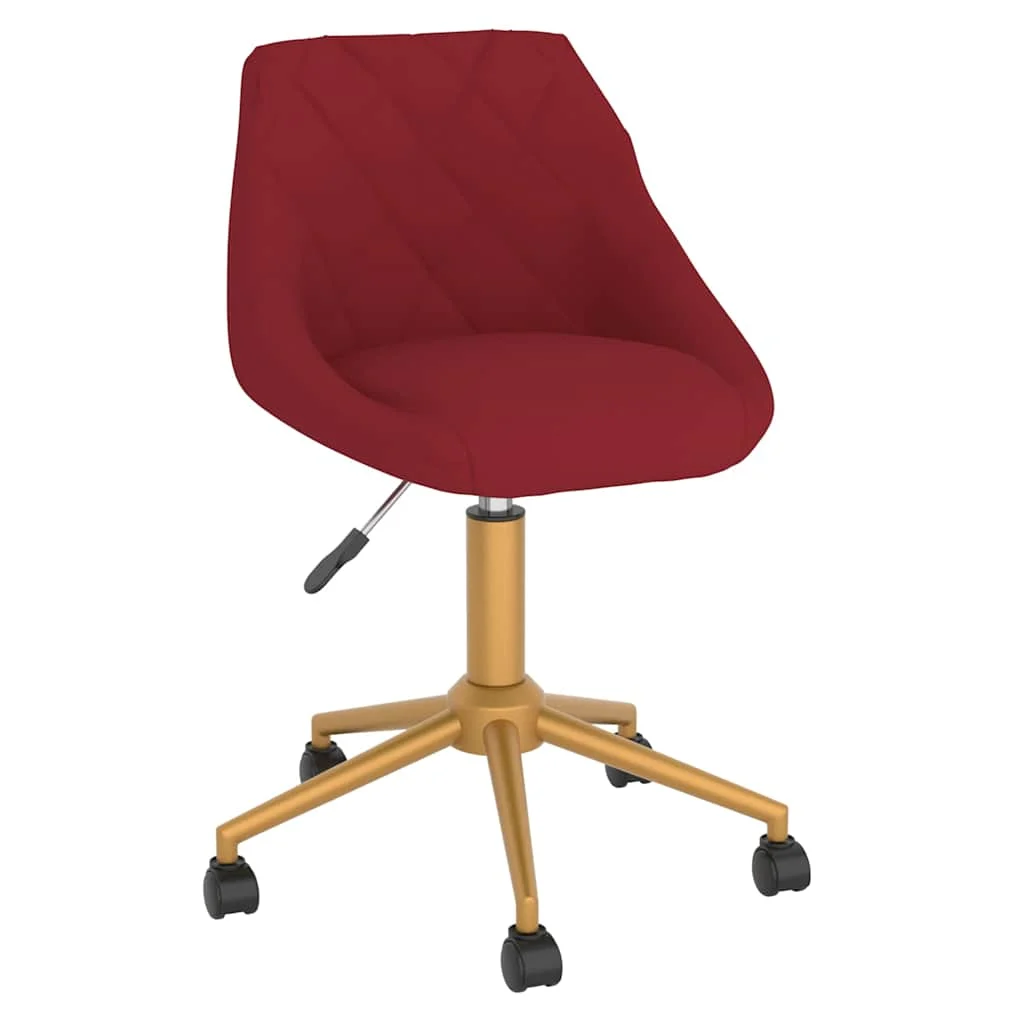 Chaise pivotante de bureau 46 x 44 x 81,5 cm rouge bordeaux velours – vue de face