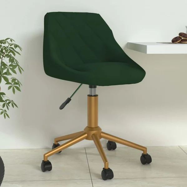 Chaise pivotante de bureau 46 x 44 x 81,5 cm vert foncé velours – vue d’ensemble