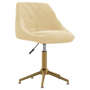 Chaise pivotante de bureau 46 x 44 x 82,5 cm crème velours – vue d’ensemble