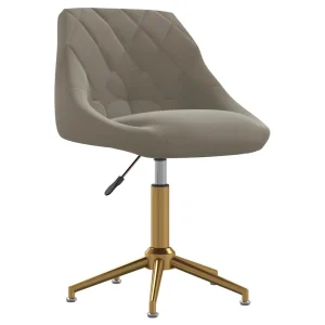 Chaise pivotante de bureau 46 x 44 x 82,5 cm gris clair velours – vue d’ensemble