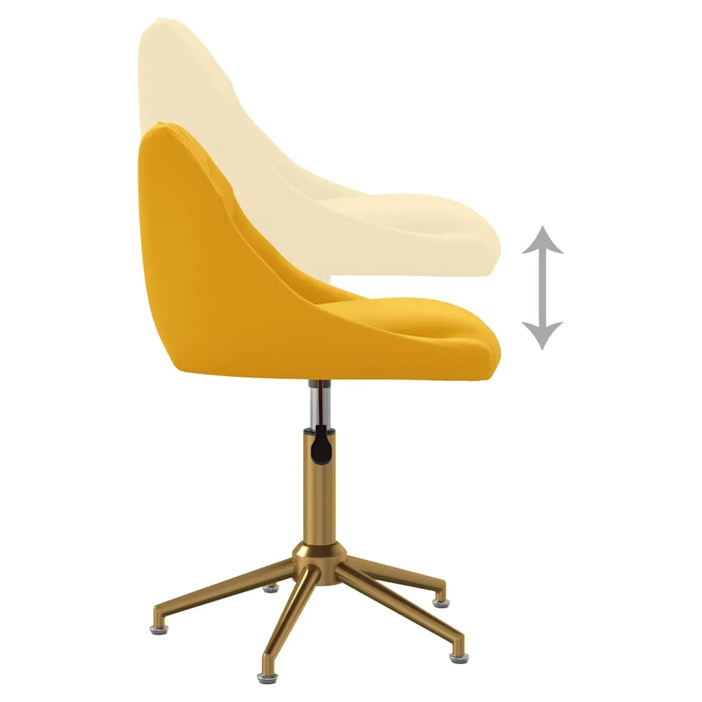 Chaise pivotante de bureau 46 x 44 x 82,5 cm jaune moutarde velours – vue de dessus