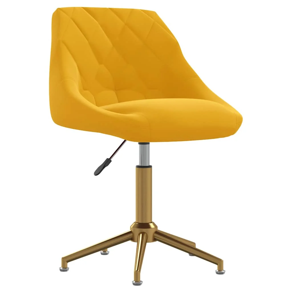 Chaise pivotante de bureau 46 x 44 x 82,5 cm jaune moutarde velours – vue d’ensemble