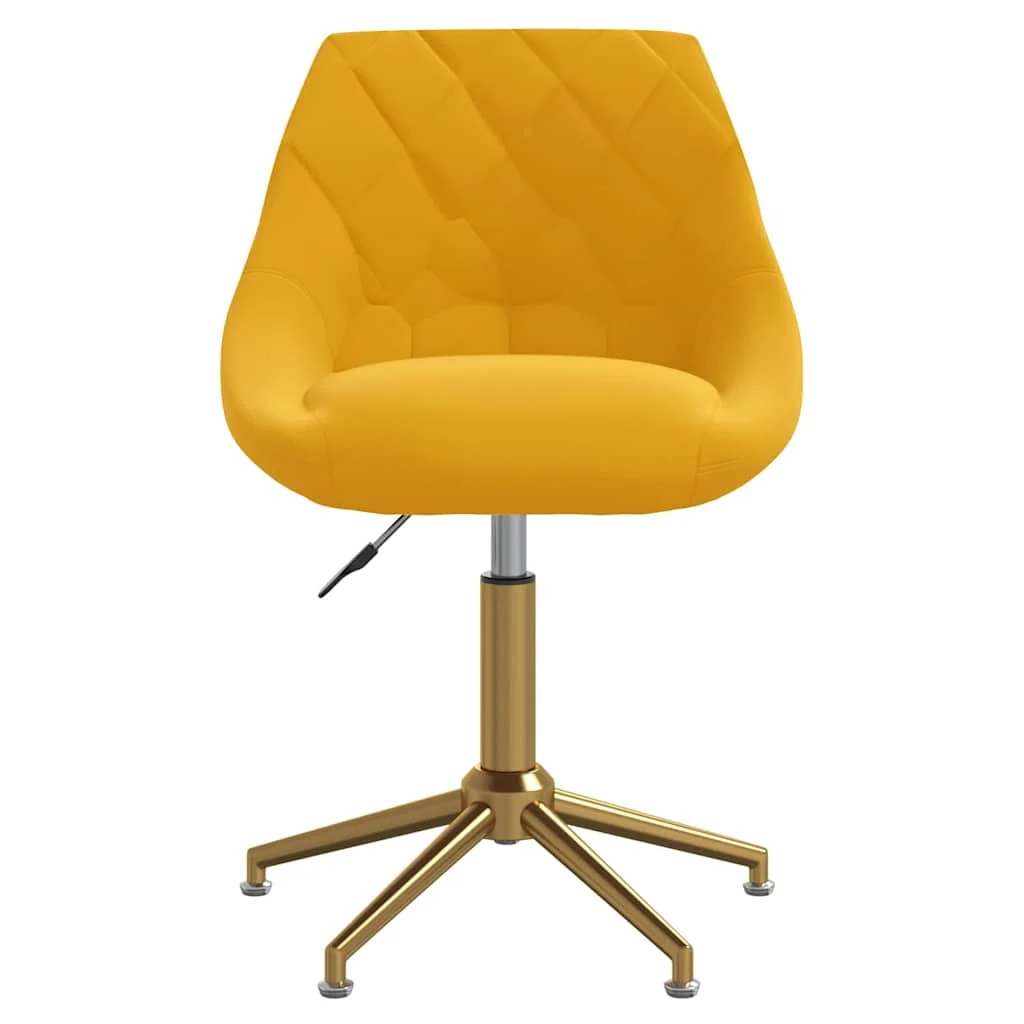 Chaise pivotante de bureau 46 x 44 x 82,5 cm jaune moutarde velours – vue de face