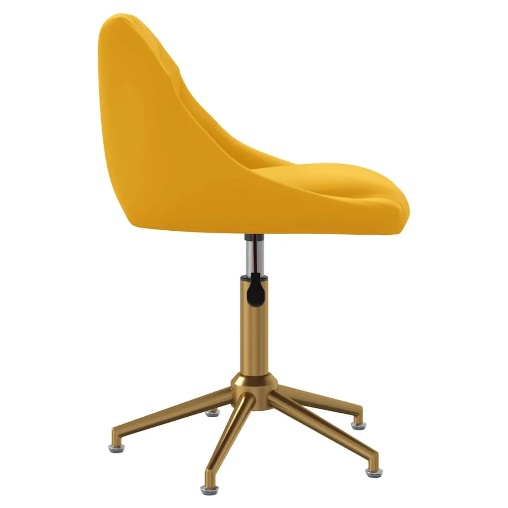 Chaise pivotante de bureau 46 x 44 x 82,5 cm jaune moutarde velours – vue de côté