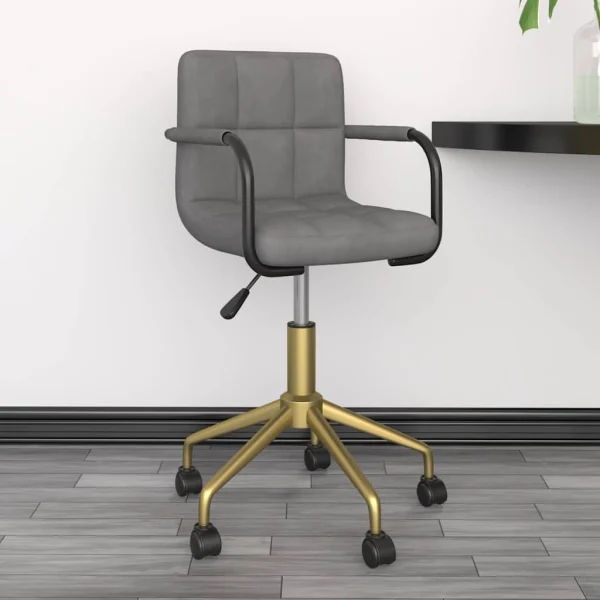 Chaise pivotante de bureau 48 x 47 x 86,5 cm gris clair velours – vue d’ensemble