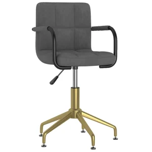 Chaise pivotante de bureau 48 x 47 x 86,5 cm gris foncé velours – vue d’ensemble