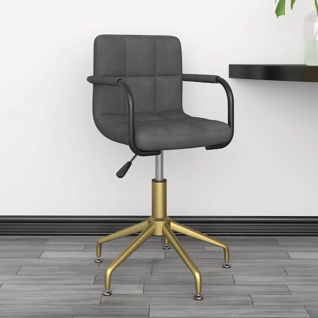 Chaise pivotante de bureau 48 x 47 x 86,5 cm gris foncé velours – vue de face